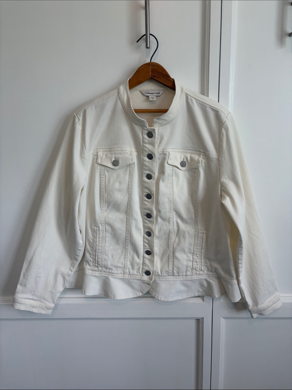 Coldwater Creek Cream Button-Front Jean Jacket XL